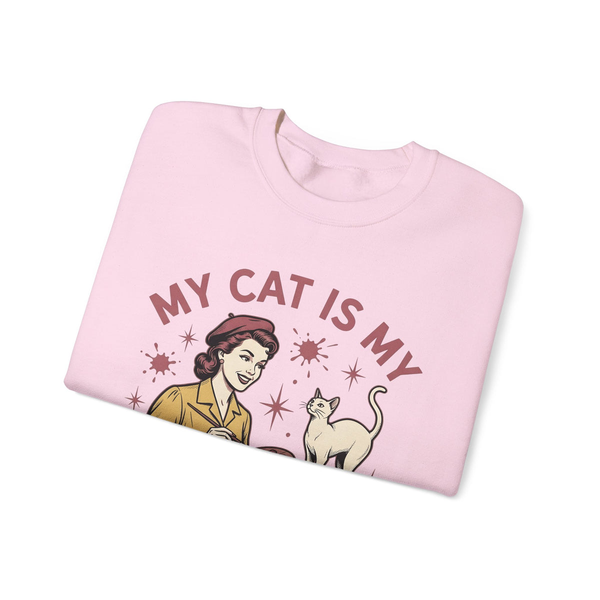 Kitty Artist Sweatshirt Cat Fauna Gift Women Antique Sweatshirt Cat Lady Sweatshirt Feline Fan Vintage Sweatshirt Wildlife Graphic Heritage Art Palette Sweatshirt