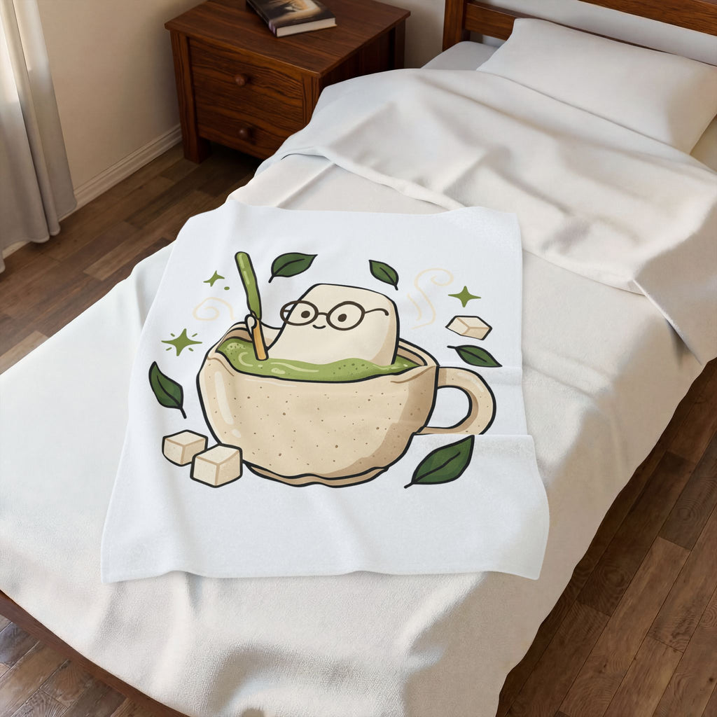 Green Tea Blanket Blanket Coffee Cuisine Gift Women Cute Blanket Tea Cup Blanket Coffee Fan Food Graphic Blanket Sketch Sugar Lumps Blanket