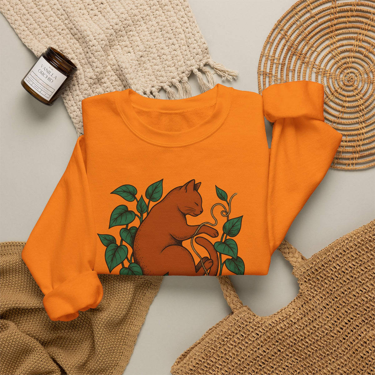 Cat Graphic Sweatshirt Cat Mom Animals Gift Women Hand Drawn Sweatshirt Kitten T