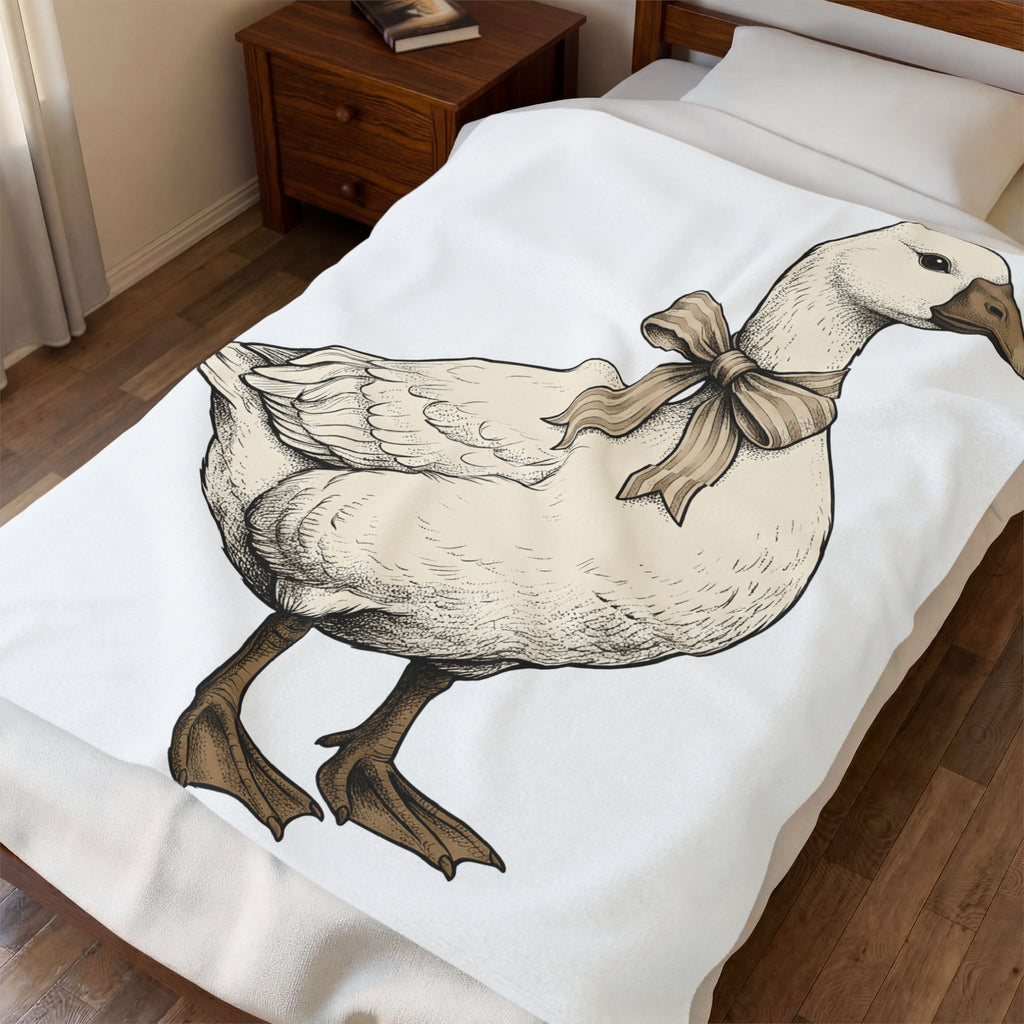 Goose Bow Blanket Easter Creatures Gift Women Vintage Blanket Ribbon Blanket Easter Fan Retro Blanket Beast Graphic Handmade Gift Wrap Blanket