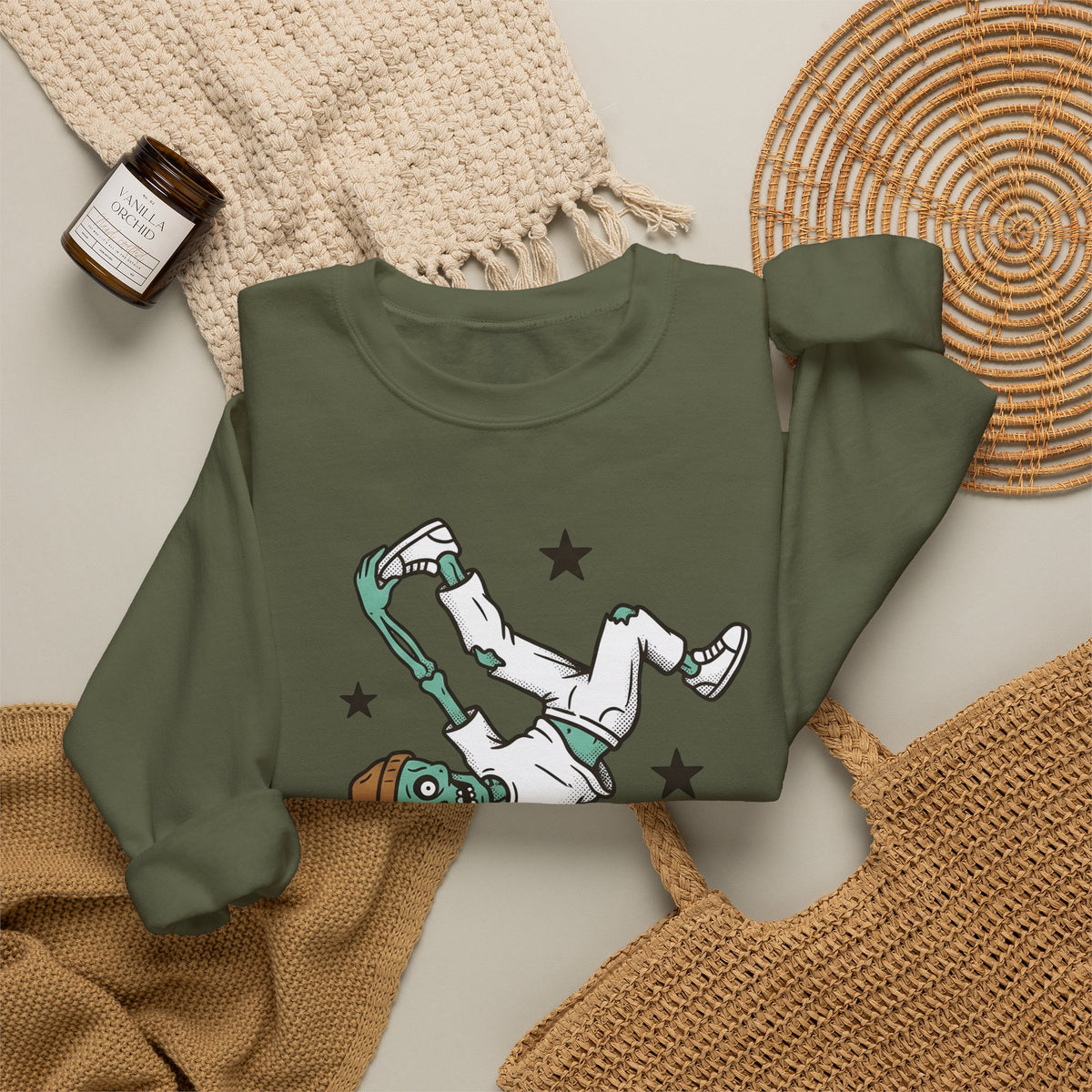 Dancing Skeleton Sweatshirt Halloween Ballet Gift Women Comic Sweatshirt Skeleton Sweatshirt Horror Fan Spooky Sweatshirt Dance Graphic Vintage Sparkles Sweatshirt
