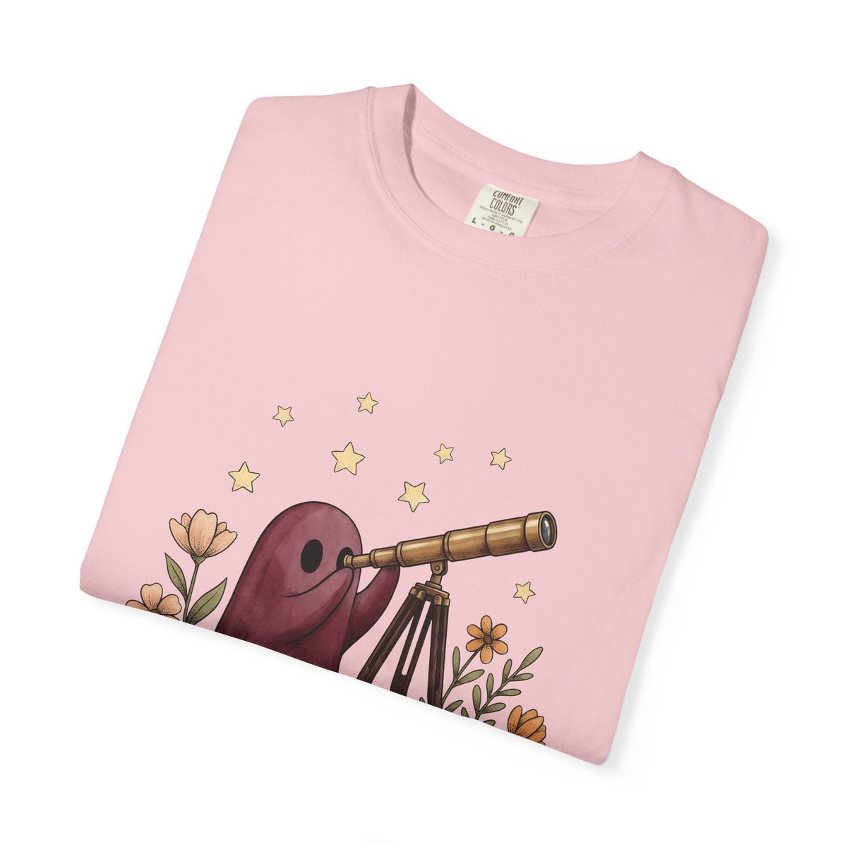 Ghost Telescope T-Shirt Boho Chic Celestial Gift Women Whimsical T-Shirt Spyglass T-Shirt Bohemian Fan Fantasy T-Shirt Galaxy Graphic Vintage