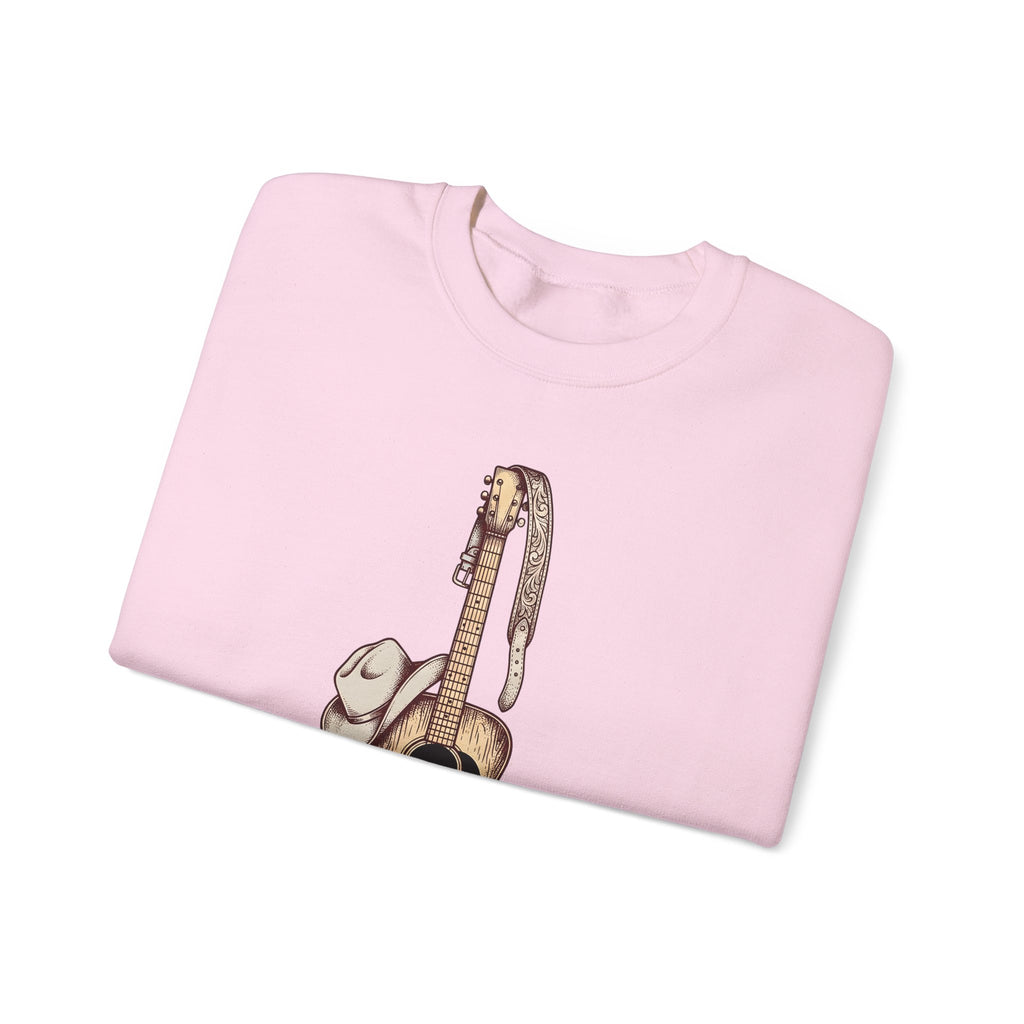 Folk Guitar Sweatshirt Cowgirl Instrument Gift Women Retro Sweatshirt Acoustic Guitar T-Sh