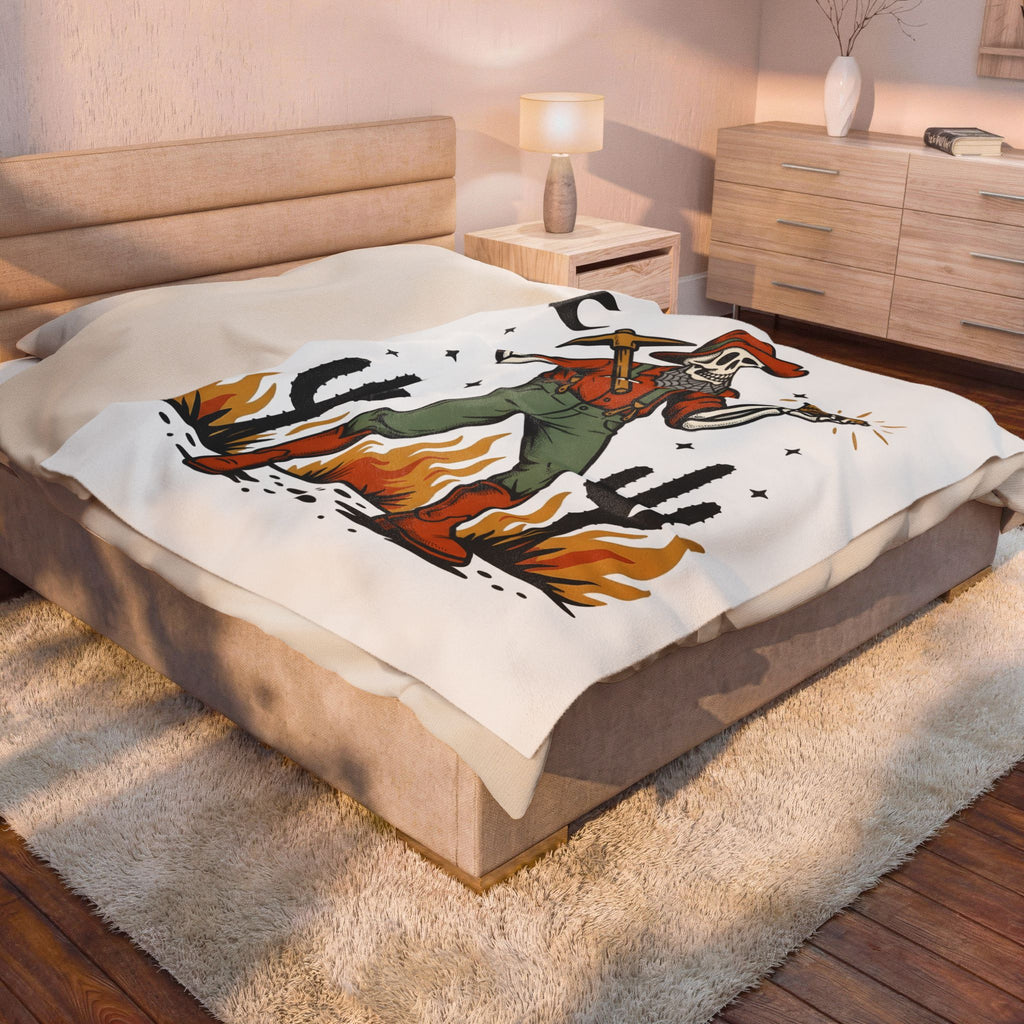Skull Cowboy Blanket Halloween Cowboy Gift Women Rustic Blanket Sugar Skull Blanket Horror Fan Vintage Blanket Rodeo Graphic Old School Desert