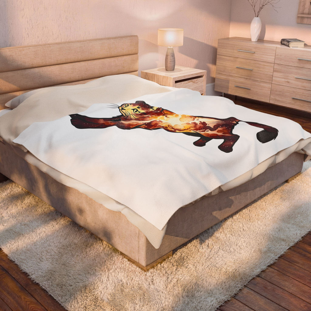 Cosmic Cat Blanket Cat Astronomy Gift Women Hand Painted Blanket Kitty Blanket Cat Fan Feline Blanket Galaxy Graphic Space Star Shapes Blanket