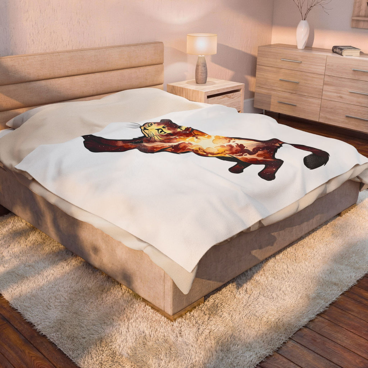 Cosmic Cat Blanket Cat Astronomy Gift Women Hand Painted Blanket Kitty Blanket Cat Fan Feline Blanket Galaxy Graphic Space Star Shapes Blanket