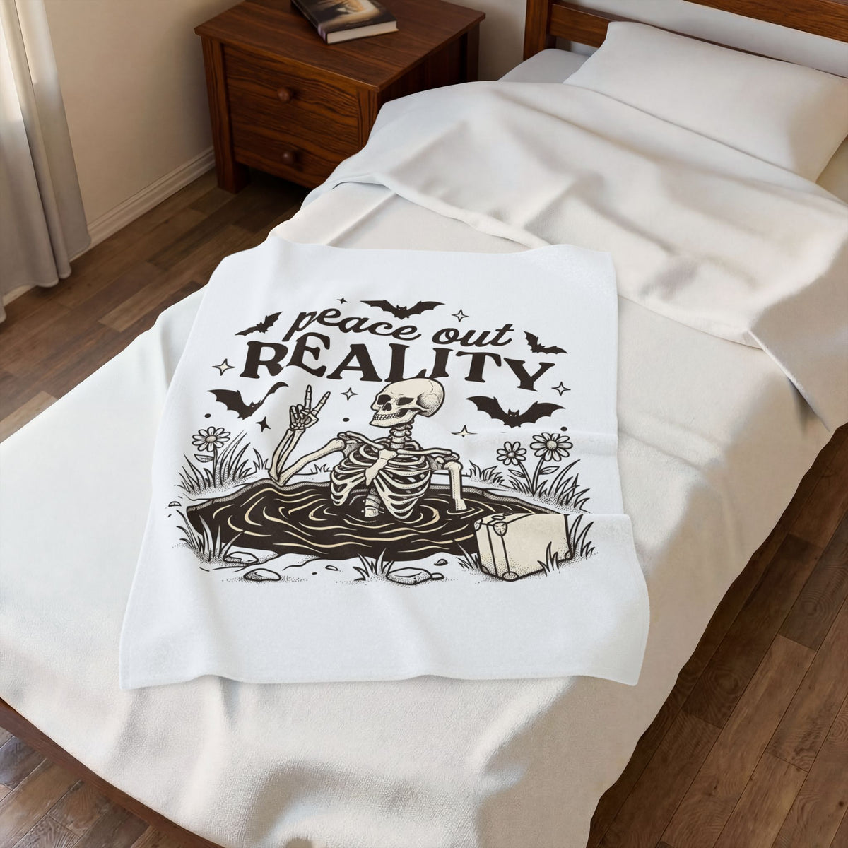 Skeleton Graphic Blanket Funny Halloween Gift Women Gothic Blanket Bones Blanket Humor Fan Dark Blanket Spooky Graphic Vintage Bat Blanket