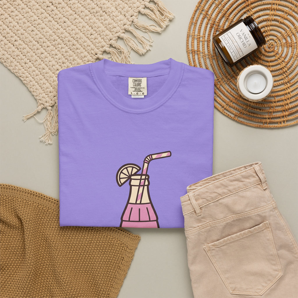 Soda Bottle T-Shirt Drinks Summertime Gift Women Cartoon T-Shirt Bottle T-Shirt Beverage Fan Pop Art T-Shirt Summer Graphic Vintage Lemon Wedge