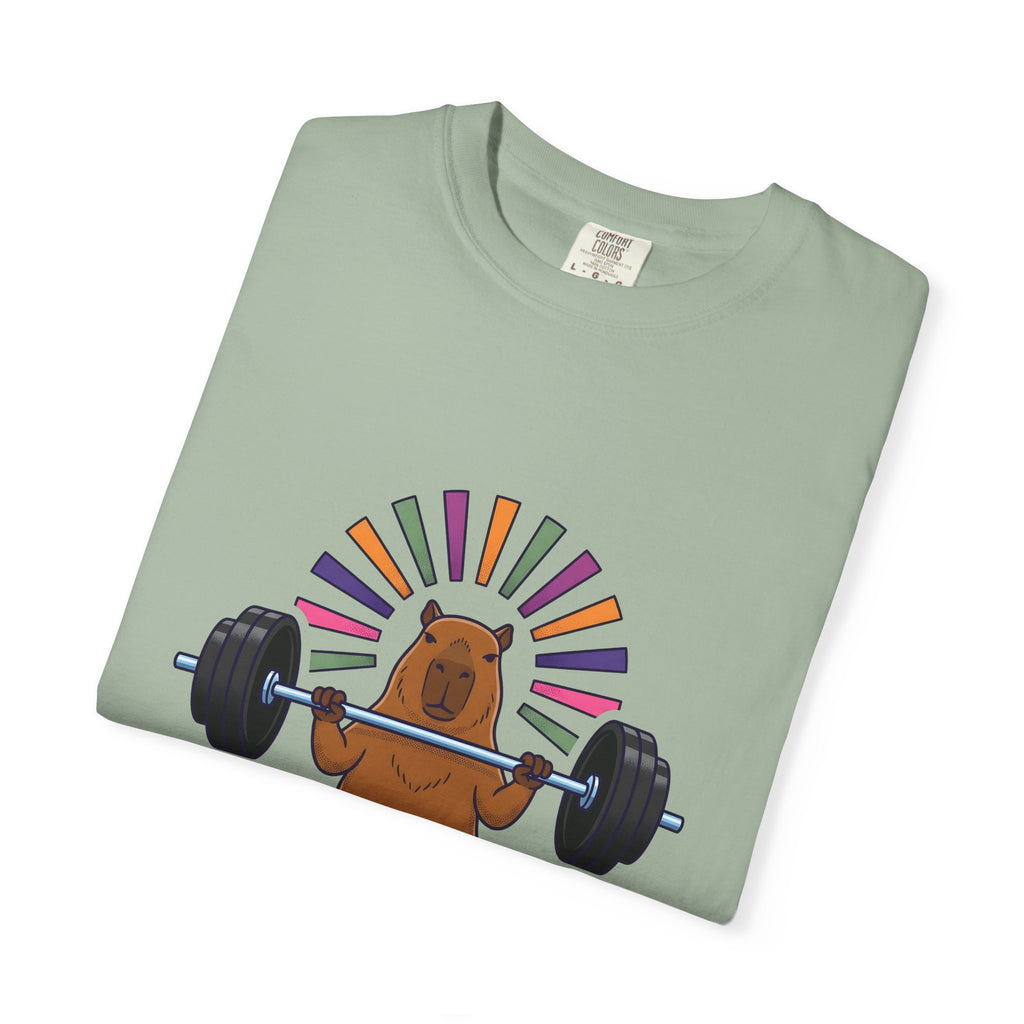 Capybara Gym Training T-Shirt Sports Pets Gift Women Hand Drawn T-Shirt Rodent T-Shirt Athlete Enthusiast Illustrated Pet Graphic Classic Rainbow