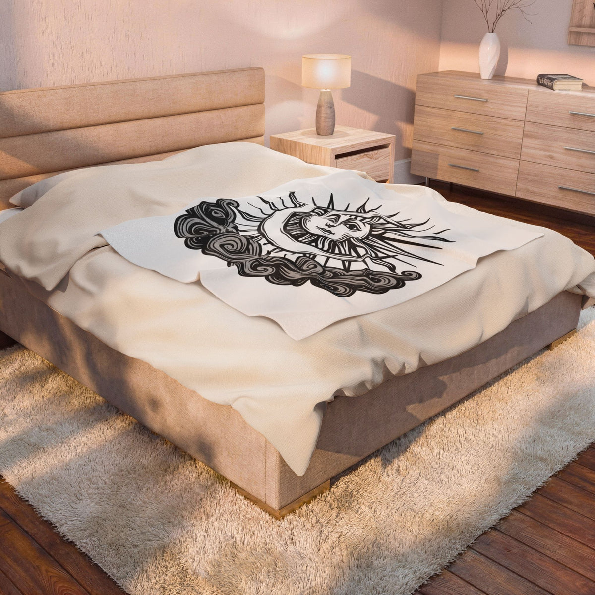 Sun Moon Boho Chic Astrology Gift Sketch Celestial Body Bohemian Enthusiast Drawing Astrology Blanket