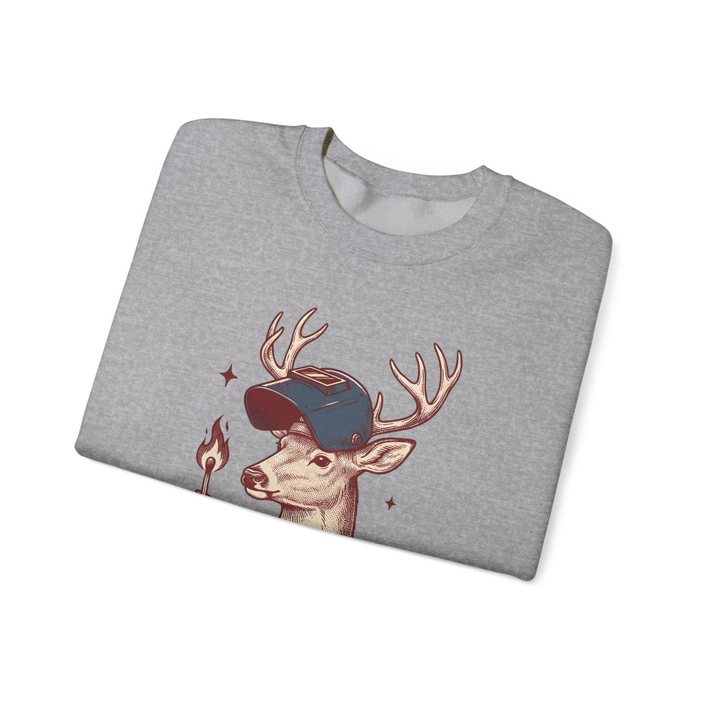 Horned Deer Welding Face Shield Sweatshirt Funny Nature Gift Women Antique Sweatshirt Welding Mask Sweatshirt Humor Fan Vintage Sweatshirt Wildlife Graphic