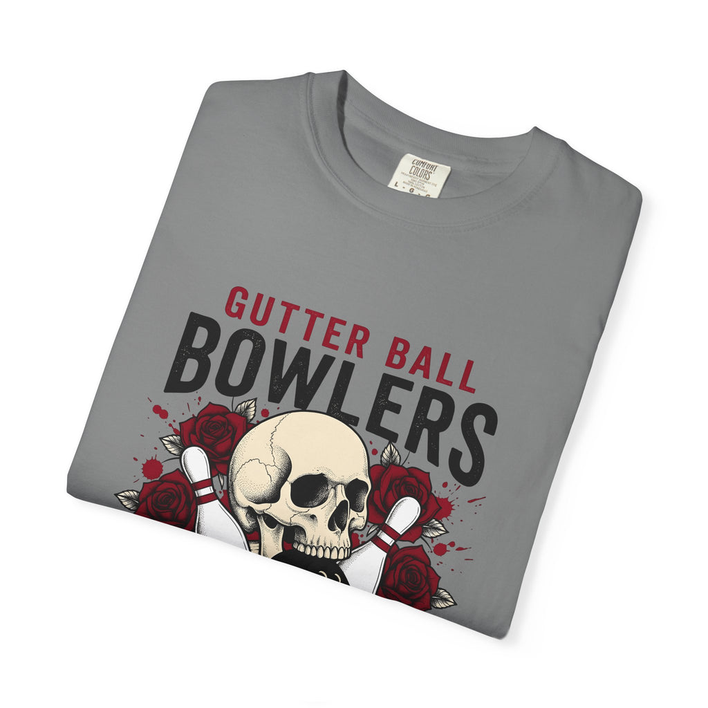 Skull Bowling Pins T-Shirt Bowling Humor Gift Women Tattoo T-Shirt Bowling Pin T-Shirt Bowling Fan Traditional T-Shirt Funny Graphic Vintage Roses