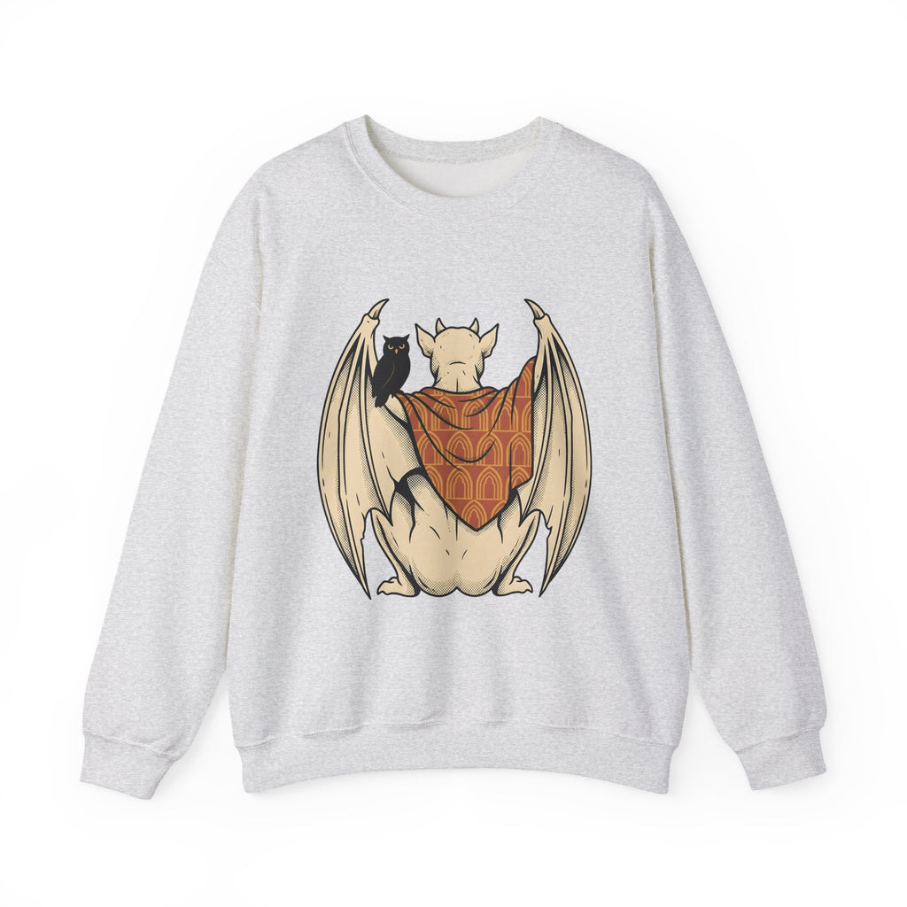 Bat Sculpture Sweatshirt Halloween Ghost Gift Women Mysterious Sweatshirt Statue Sweatshirt Horror Fan Dark Art Sweatshirt Specter Graphic Classic Night Bird