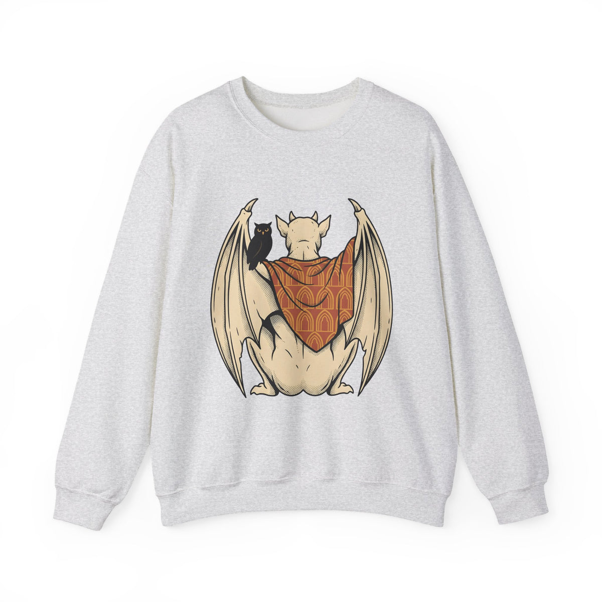 Bat Sculpture Sweatshirt Halloween Ghost Gift Women Mysterious Sweatshirt Statue Sweatshirt Horror Fan Dark Art Sweatshirt Specter Graphic Classic Night Bird