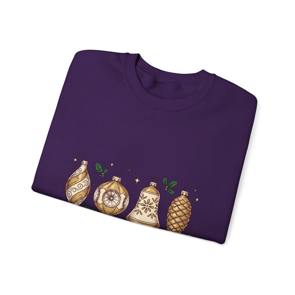 Festive Ornaments Sweatshirt Christmas Event Gift Women Line Art Sweatshirt Baubles Sweatshirt Xmas Fan Illustration Graphic Sweatshirt Hand Painted Pine