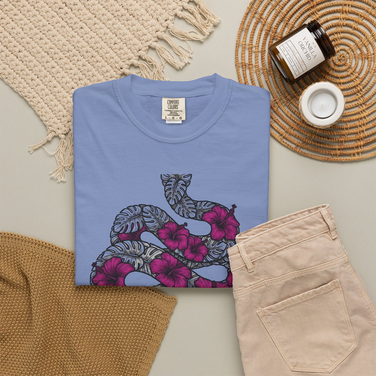 Serpent Flower T-Shirt Boho Chic Spiritual Gift Women Hippie T-Shirt Snake Flower T-Shirt Bohemian Enthusiast Psychedelic T-Shirt Mystical Graphic