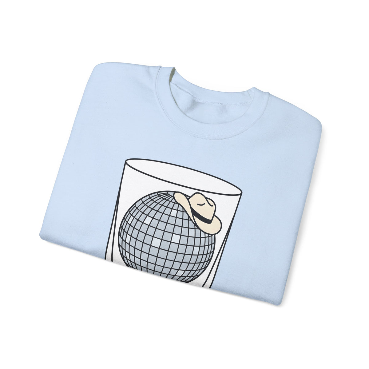 Disco Ball Glass Sweatshirt Cowgirl Festivity Gift Women Cartoon Sweatshirt Mirror Ball Sweatshirt Rodeo Fan Comic Sweatshirt Party Graphic Hand Drawn Cowboy