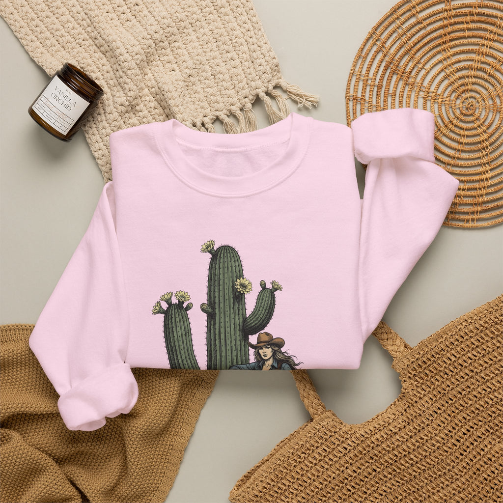 Cowgirl Cactus Cowgirl Ranch Gift Western Prickly Pear Cowboy Fan Rodeo Farm Vintage Saddle Sweatshirt