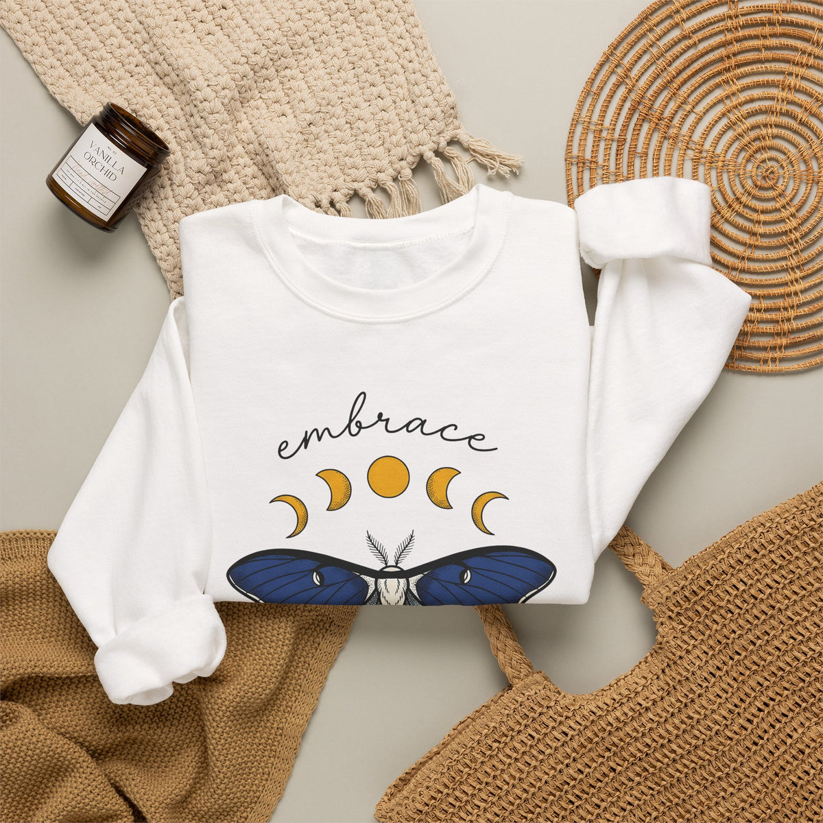 Luna Moth Sweatshirt Boho Chic Occult Gift Women Hippie Sweatshirt Actias Luna Sweatshirt Bohemian Enthusiast Psychedelic Sweatshirt Mystical Graphic Sleek