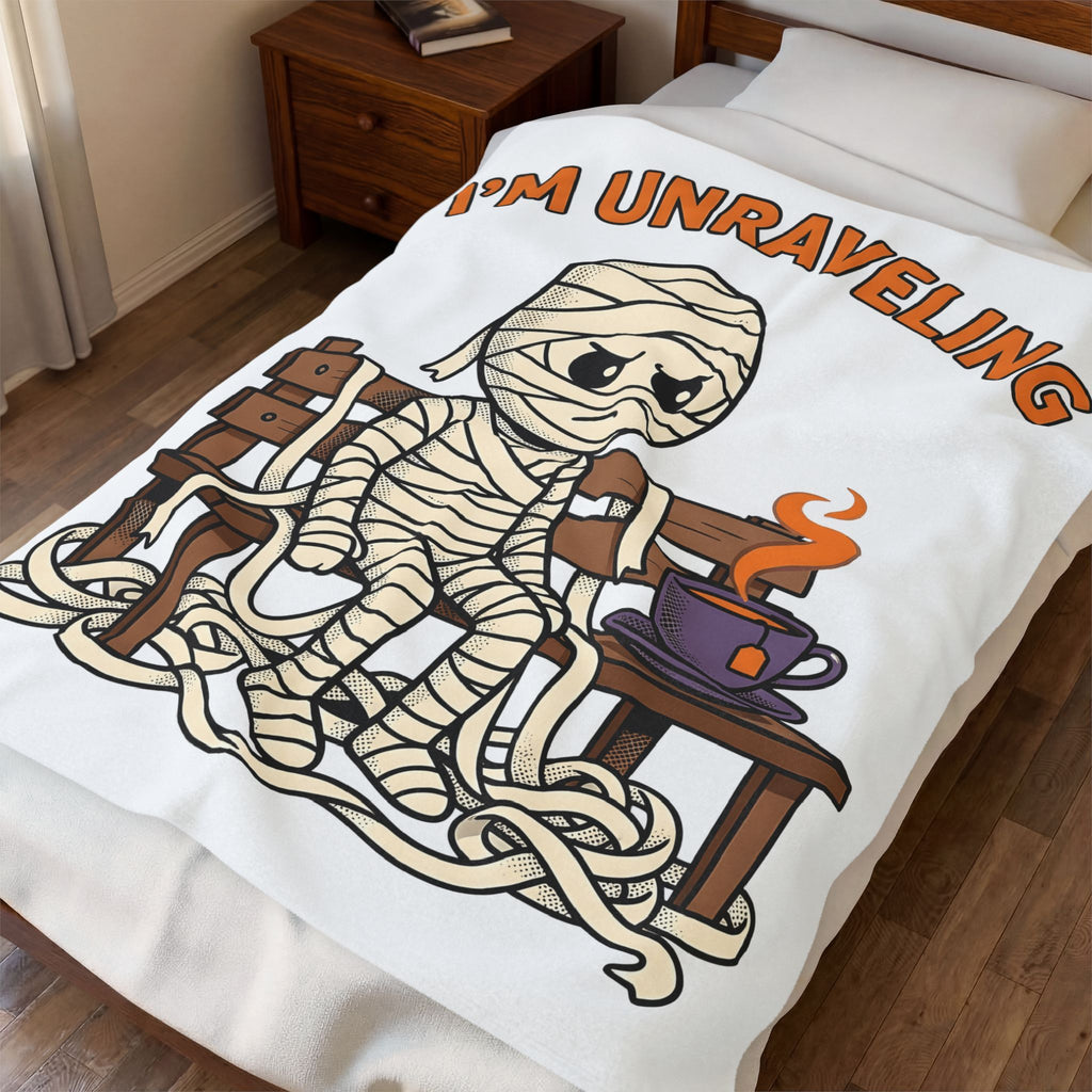 Mummy Halloween Joke Gift Comic Wrap Horror Fan Cartoon Pun Retro Teacup Blanket