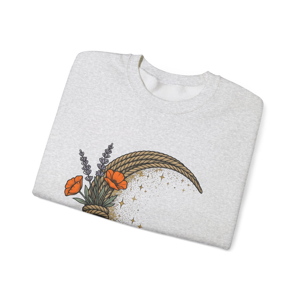 Rope Moon Sweatshirt Cowgirl Western Gift Women Boho Sweatshirt Lunar Sweatshirt Rodeo Fan Hippie Sweatshirt Country Graphic Vintage Wildflowers Sweatshirt