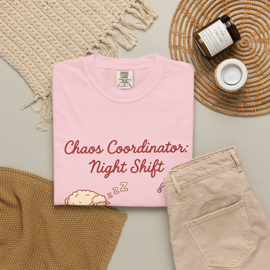 Sleep Items Print T-Shirt Moms Sleepytime Gift Women Line Art T-Shirt Bedtime T-Shirt Motherhood Enthusiast Illustration Design Slumber Graphic