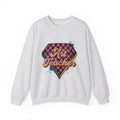 Diamond Checkered Graphic Sweatshirt Teachers Classroom Gift Women Retro Sweatshirt Plaid Sweatshirt Educator Enthusiast Vintage Sweatshirt School Graphic Pop