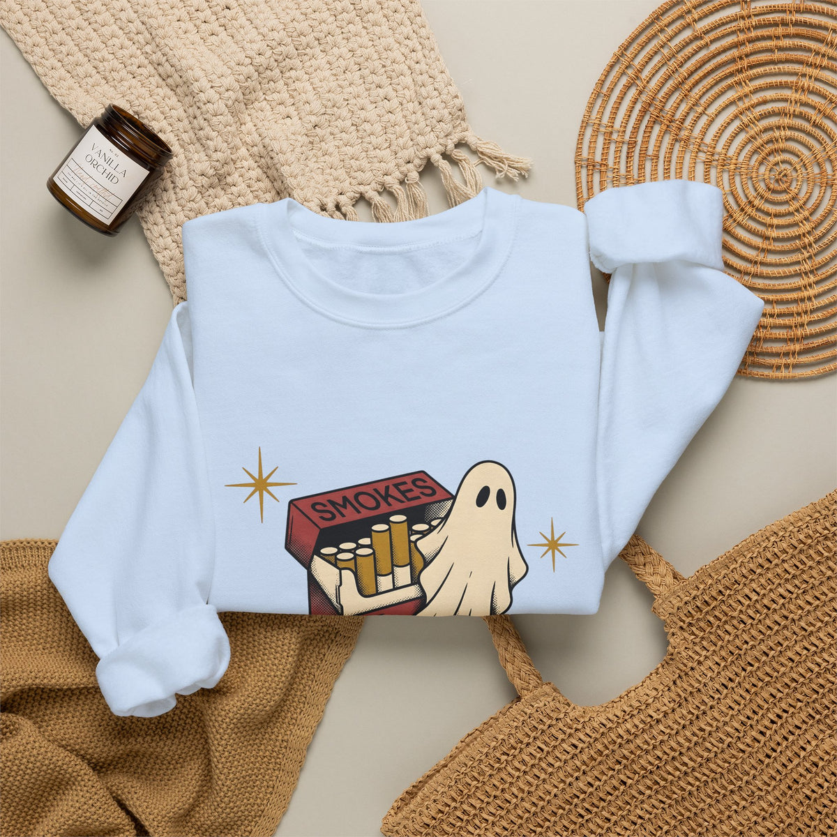 Specter Tobacco Case Sweatshirt Halloween Fright Gift Women Distressed Sweatshirt Tobacco Pouch Sweatshirt Horror Fan Spooky Graphic