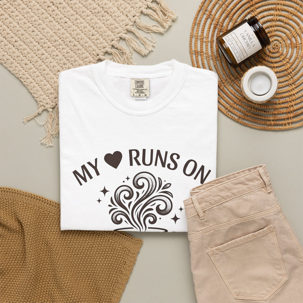 Coffee Cup T-Shirt Mom Latte Gift Women Hand Drawn T-Shirt T-Shirt T-Shirt Mother Fan Coffee T-Shirt T-Shirt Cappuccino Graphic Clean Curls T-Shirt