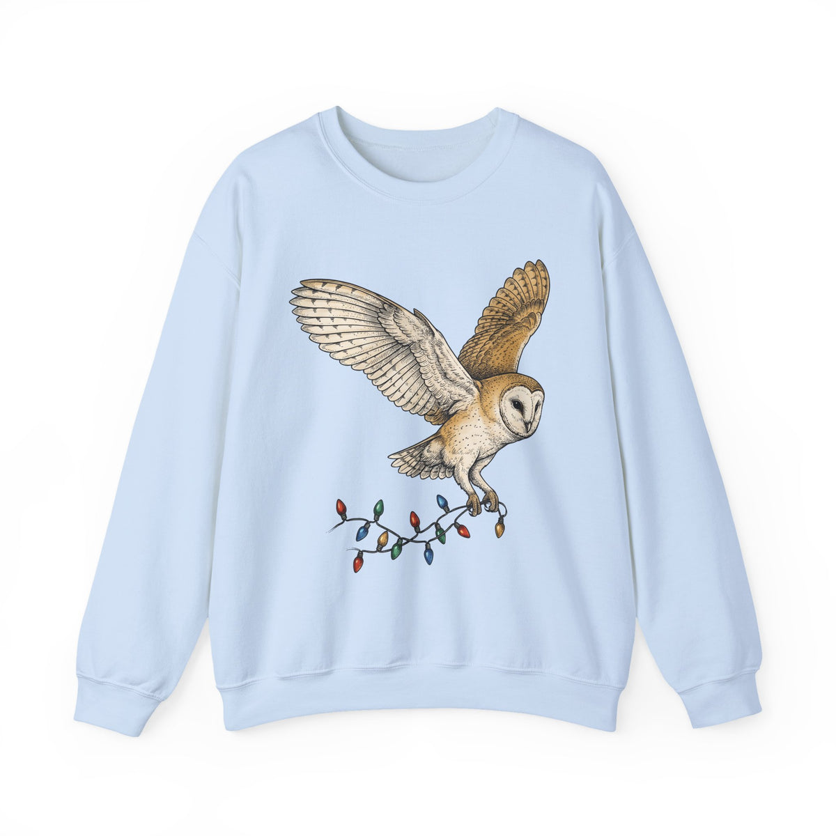 Barn Owl Sweatshirt Christmas Pets Gift Women Cartoon Sweatshirt Owl Sweatshirt Xmas Fan Owl Sweatshirt Animal Graphic Classic Globe Lights Sweatshirt