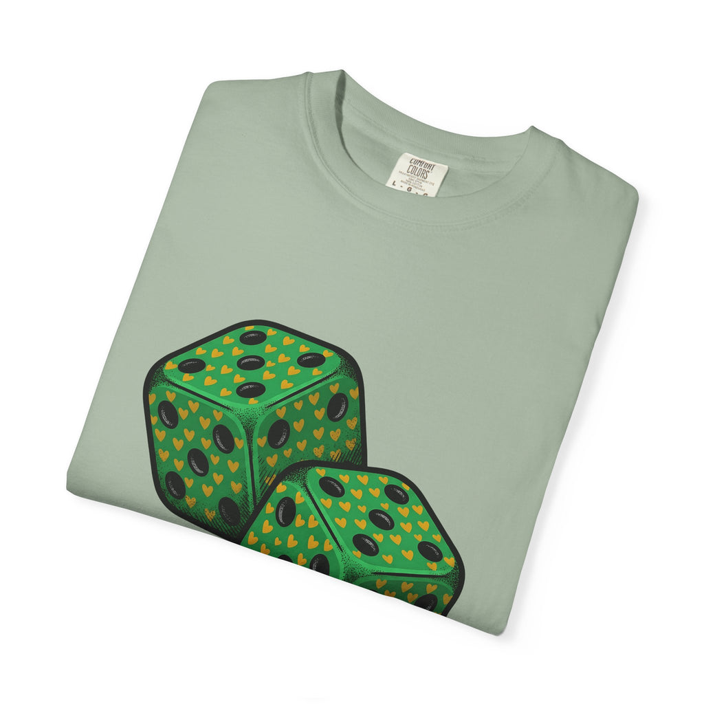 Green Dice T-Shirt St Patrick's Day Fortune Gift Women Vintage T-Shirt Dice T-Shirt Luck Enthusiast Retro T-Shirt Prosperity Graphic Retro Heart