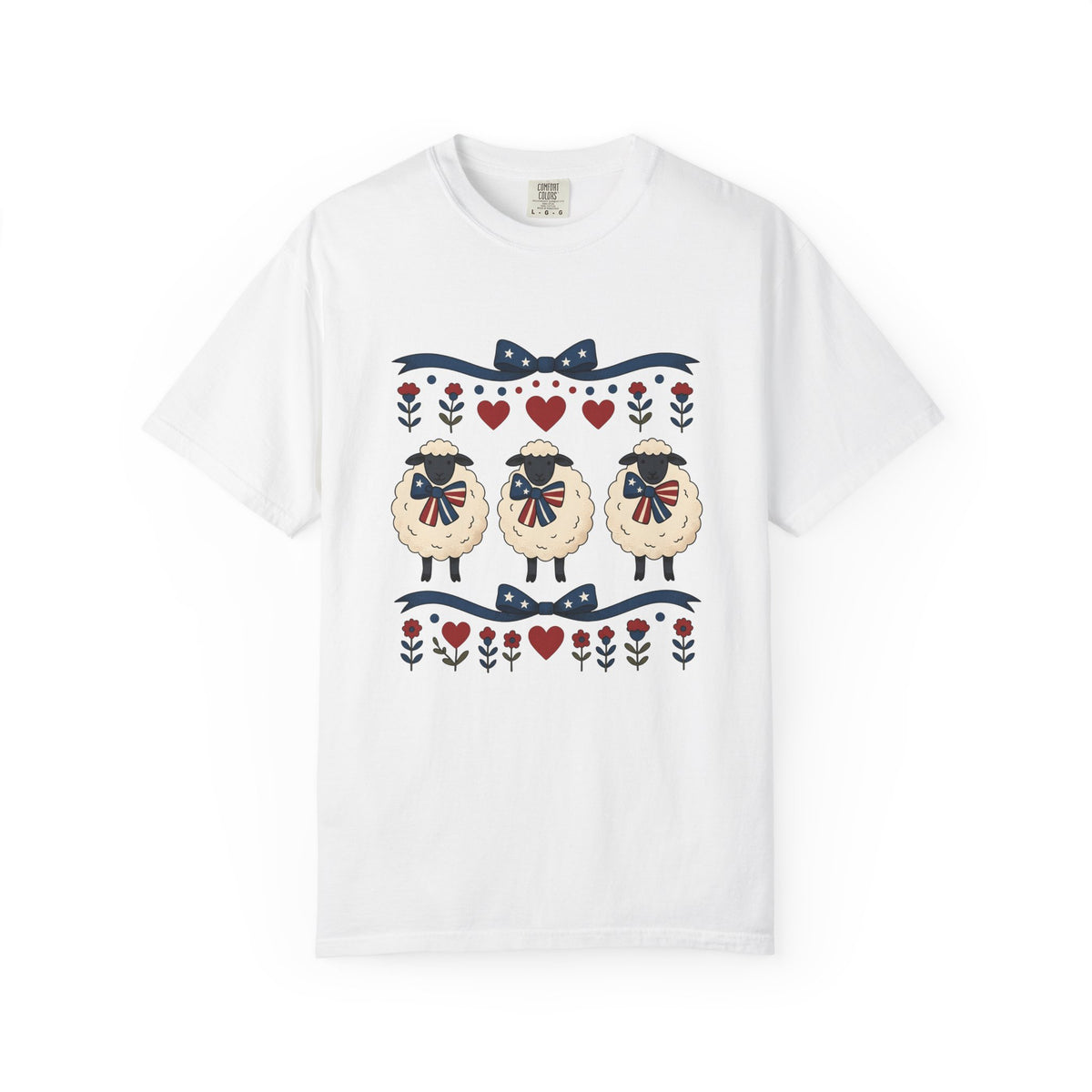 Usa Lamb T-Shirt 4th Of July Fauna Gift Women Handmade T-Shirt Lamb T-Shirt Patriot Fan Handmade T-Shirt Wildlife Graphic Old School Valentine