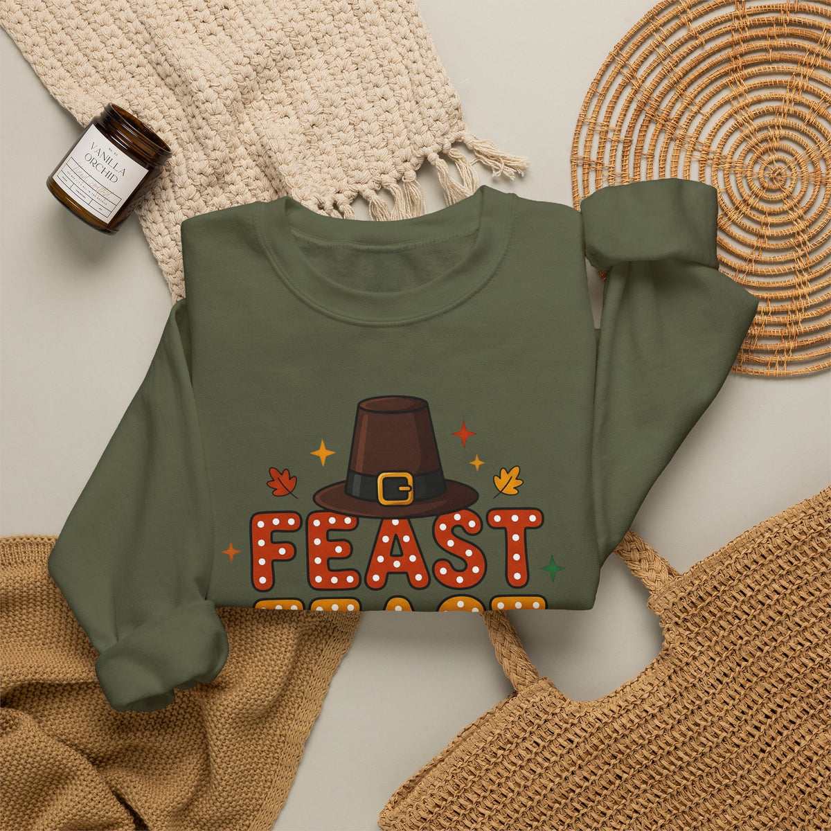 Colonial Hat Sweatshirt Thanksgiving Kinship Gift Women Caricature Sweatshirt Tricorn Sweatshirt Harvest Fan Cartoon Sweatshirt Family Graphic Rich Orange