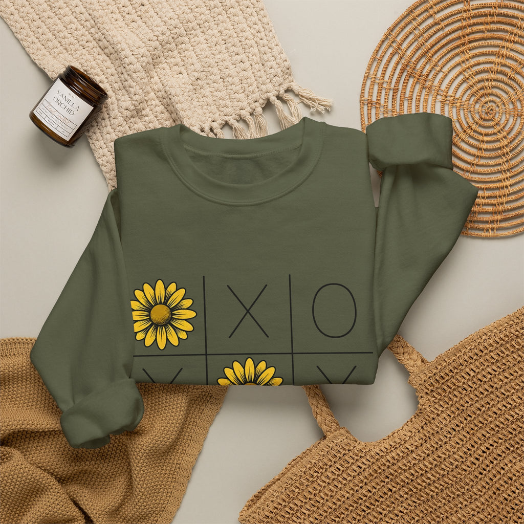 Sunflower Game Sweatshirt St. Valentine's Day Bouquet Gift Women Cartoon Sweatshirt Sunflower Sweatshirt Valentine Fan Comic Sweatshirt Floral Graphic Modern