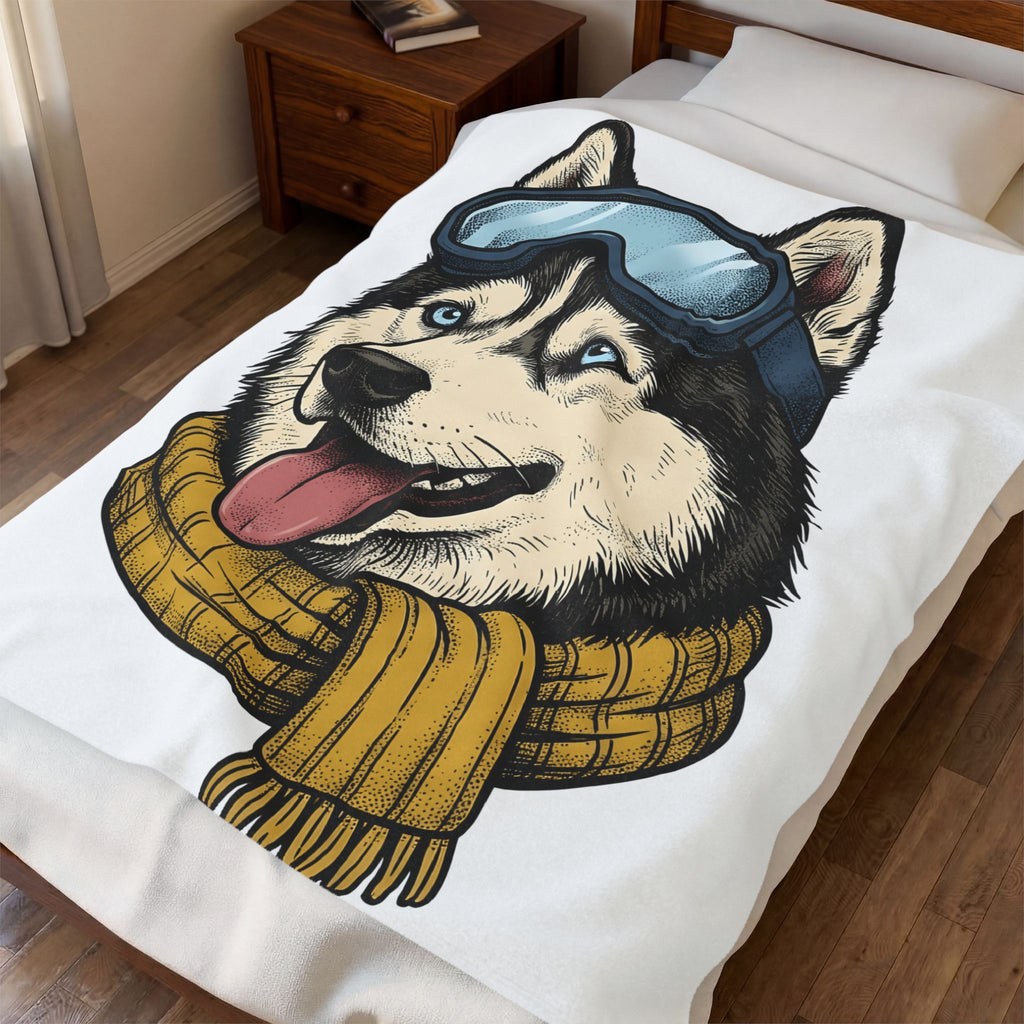 Husky Wolf Blanket Dog Snow Gift Women Line Art Blanket Wolfdog Blanket Dog Fan Siberian Graphic Blanket Hand Drawn Neckerchief Blanket