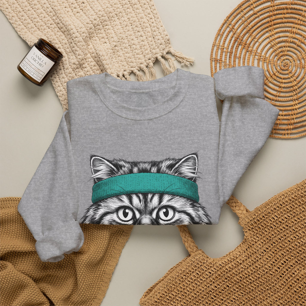 Striped Cat Sweatshirt Cat Pet Supplies Gift Women Doodle Sweatshirt Tabby Cat Sweatshirt Cat Fan Feline Sweatshirt Pet Accessories Graphic Minimalist Headwrap