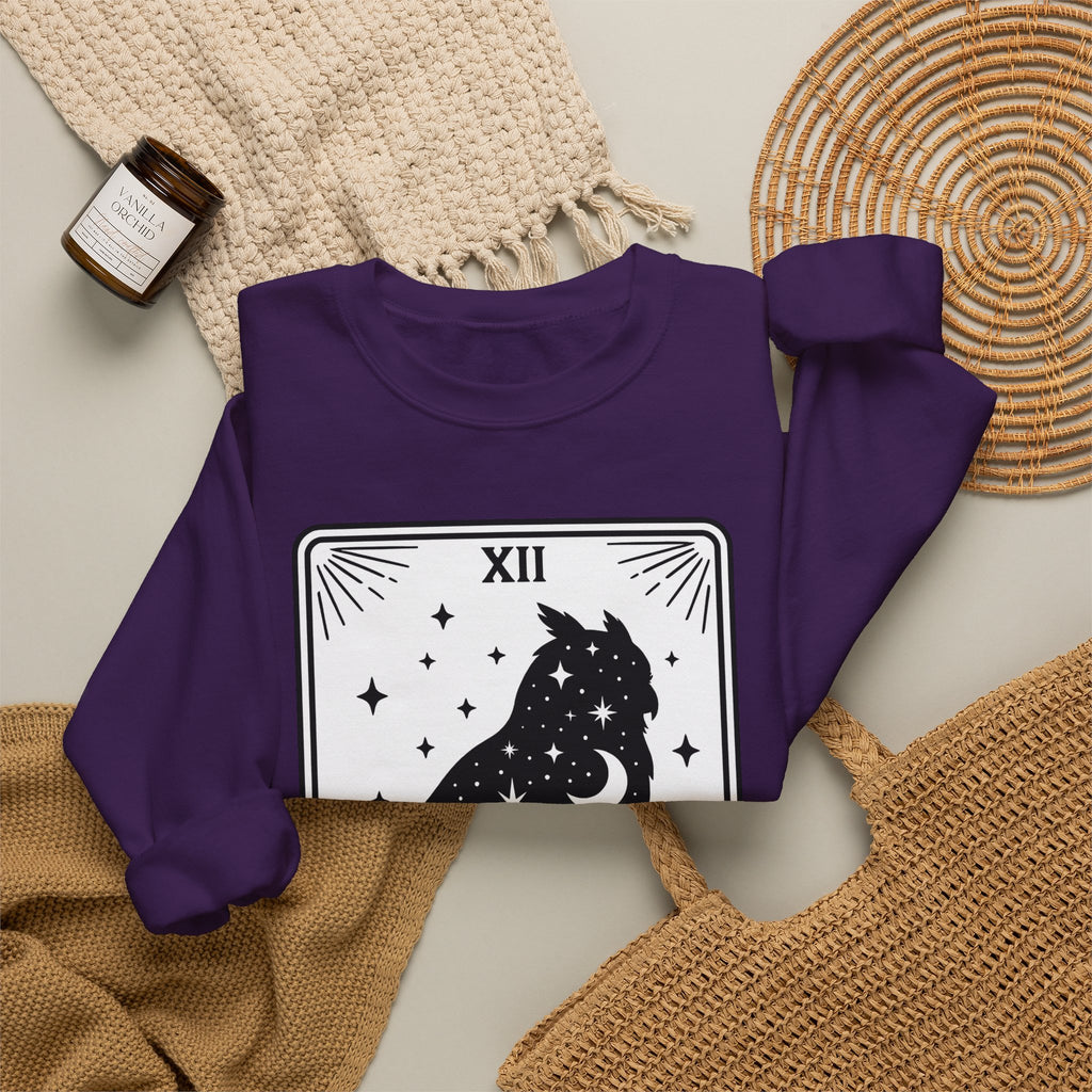 Owl Silhouette Sweatshirt Boho Chic Tarot Gift Women Celestial Sweatshirt Hoot Sweatshirt Bohemian Fan Mystical Sweatshirt Oracle Graphic Vintage Stars Sweatshirt