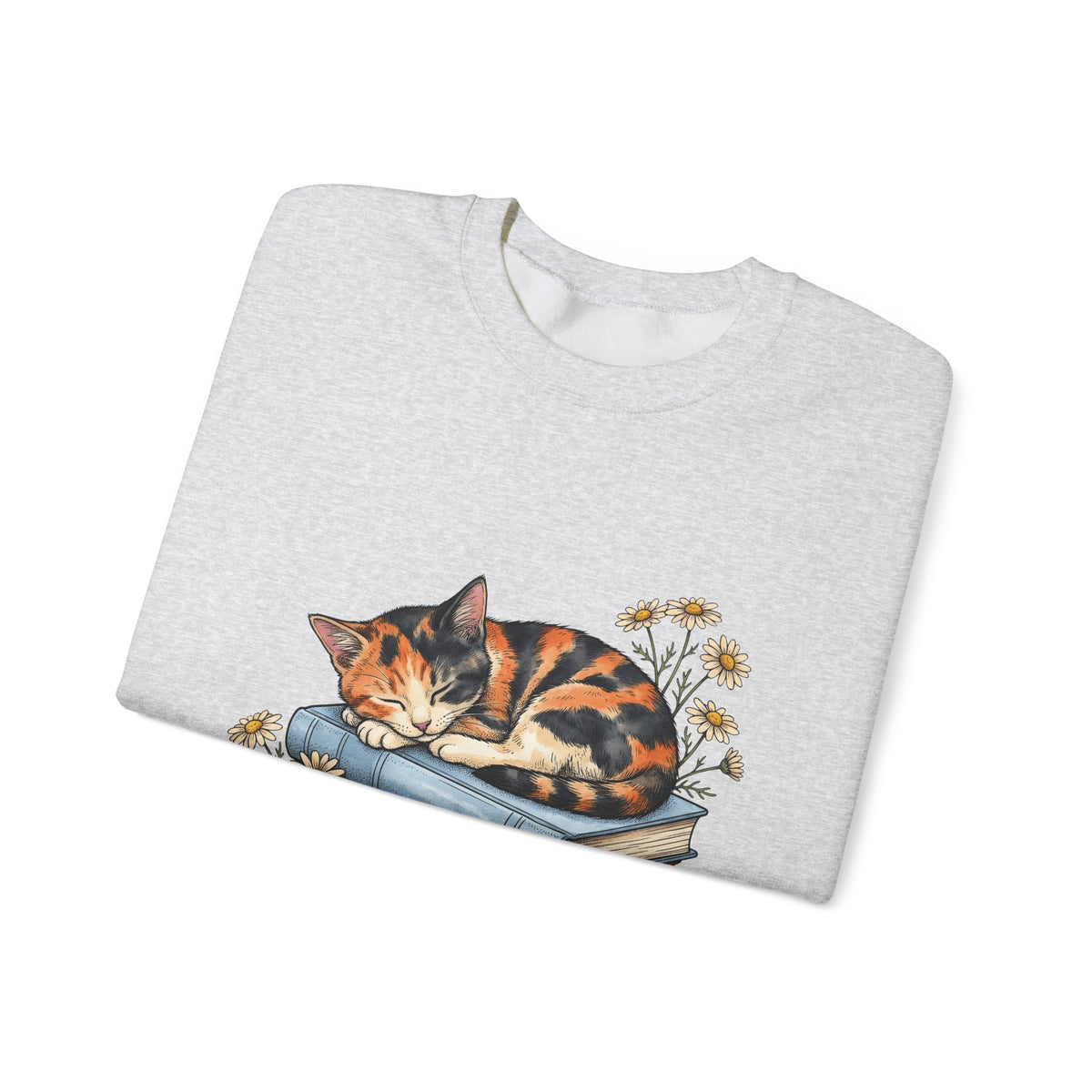 Calico Cat Sweatshirt Cat Floral Gift Women Hand Drawn Sweatshirt Kitten Sweatshirt Cat Fan Illustrated Graphic Vintage Books Sweatshirt