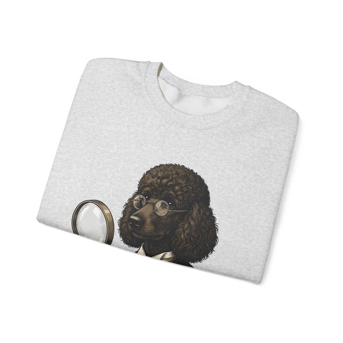 Poodle Detective Sweatshirt Dog Humor Gift Women Vintage Sweatshirt Dog Detective Sweatshirt Dog Fan Canine Comic Graphic Sweatshirt Hand Drawn Magnifying