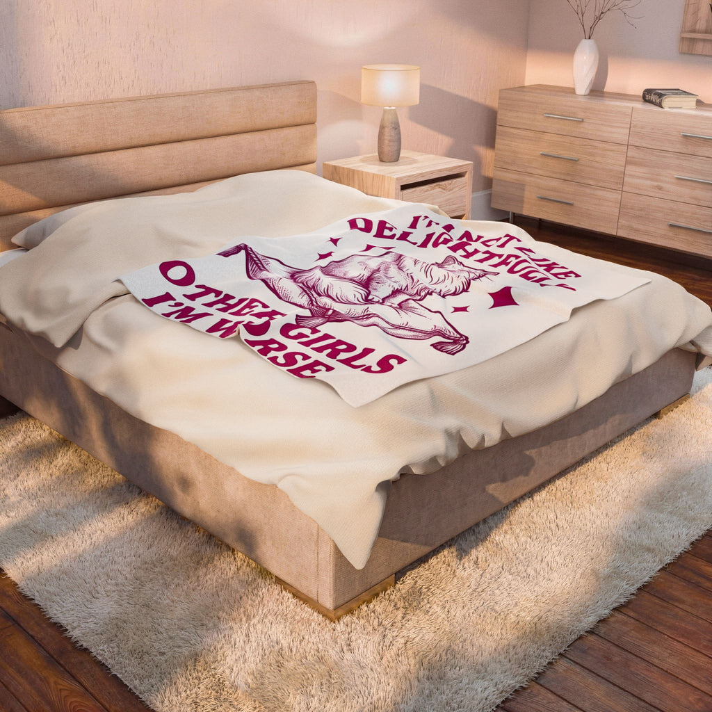 Furry Cat Blanket Funny Animal Gift Women Classic Blanket Kitten Blanket Humor Fan Cartoon Blanket Creature Graphic Doodle Throw Blanket Blanket
