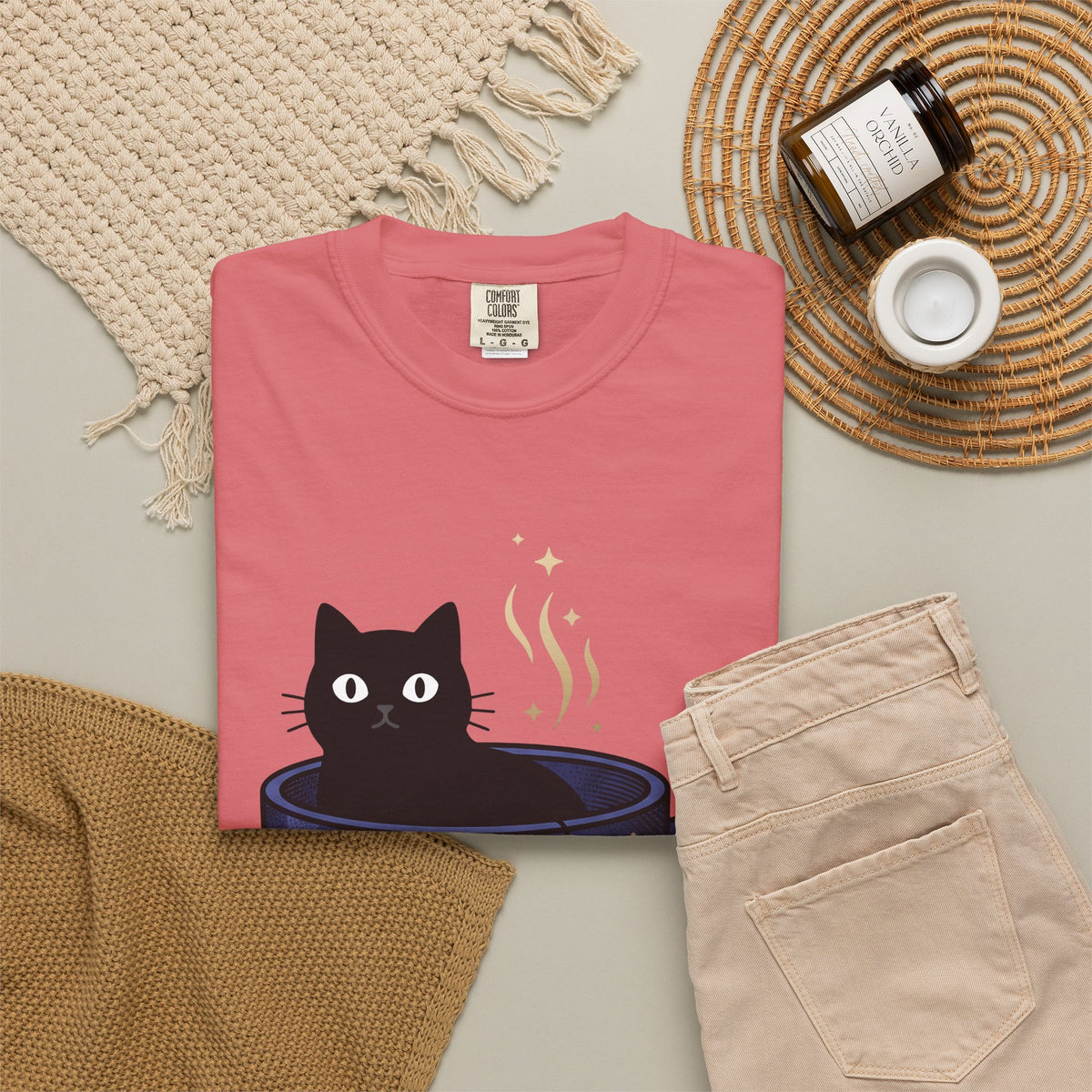 Black Feline Tea Cup T-Shirt Cat Gift Women Signs Gift Women Cute T-Shirt Cat T-Shirt T-Shirt Cat Fan Kitty T-Shirt Adorable T-Shirt Zodiac Graphic T-Shirt