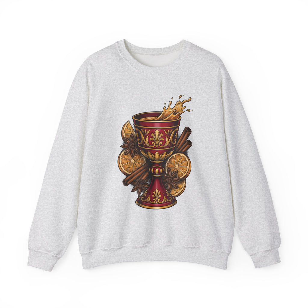 Hot Spiced Drink Holiday Yuletide Gift Farmhouse Mulled Wine Christmas Fan Rustic Winter Outline Sweatshirt