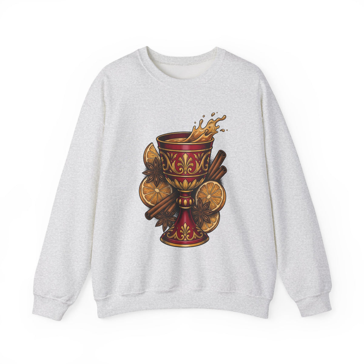 Hot Spiced Drink Holiday Yuletide Gift Farmhouse Mulled Wine Christmas Fan Rustic Winter Outline Sweatshirt