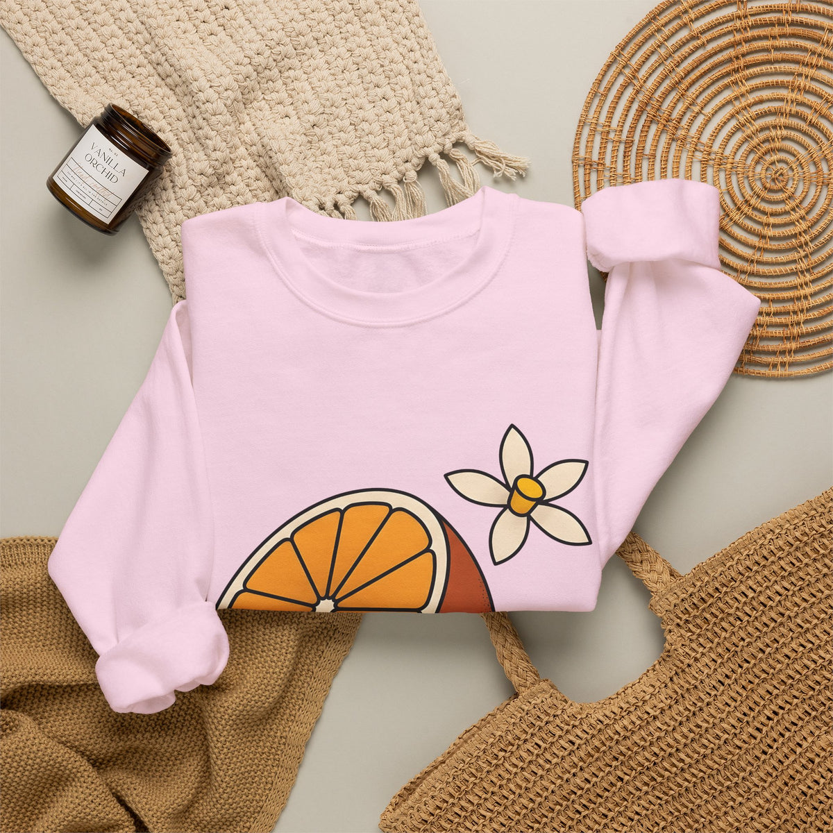 Tangerine Segment Sweatshirt Boho Chic Gardening Gift Women Modern Sweatshirt Mandarin Sweatshirt Bohemian Fan Contemporary Sweatshirt Gardener Graphic Classic