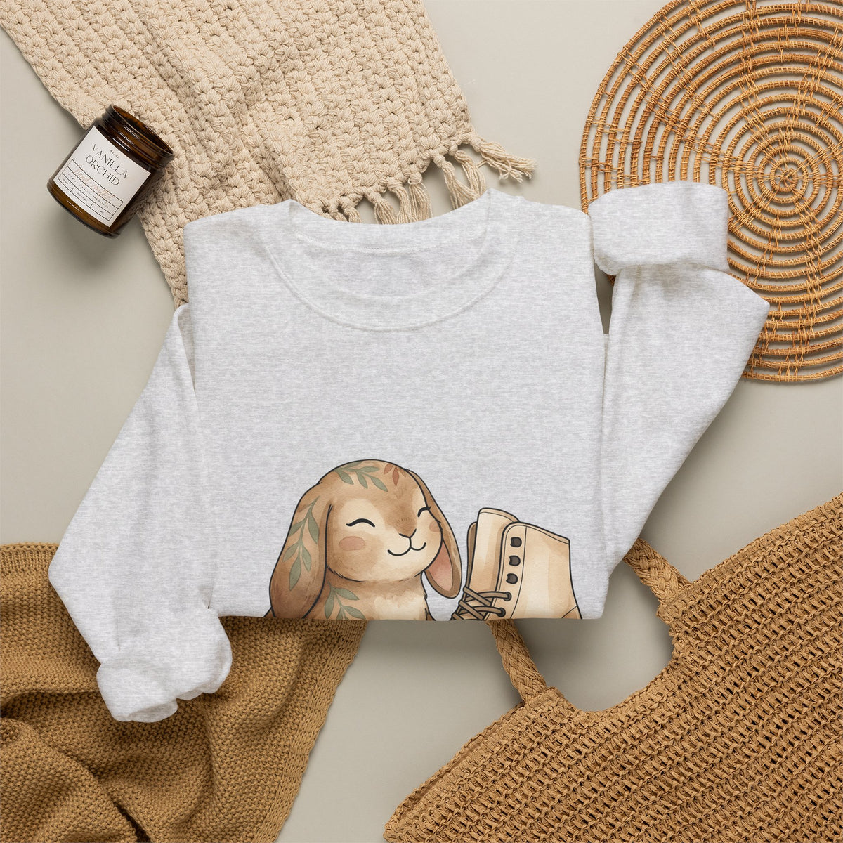 Bunny Skate Sports Fauna Gift Adorable Rabbit Skate Athlete Fan Wildlife Cute Brushstroke Sweatshirt
