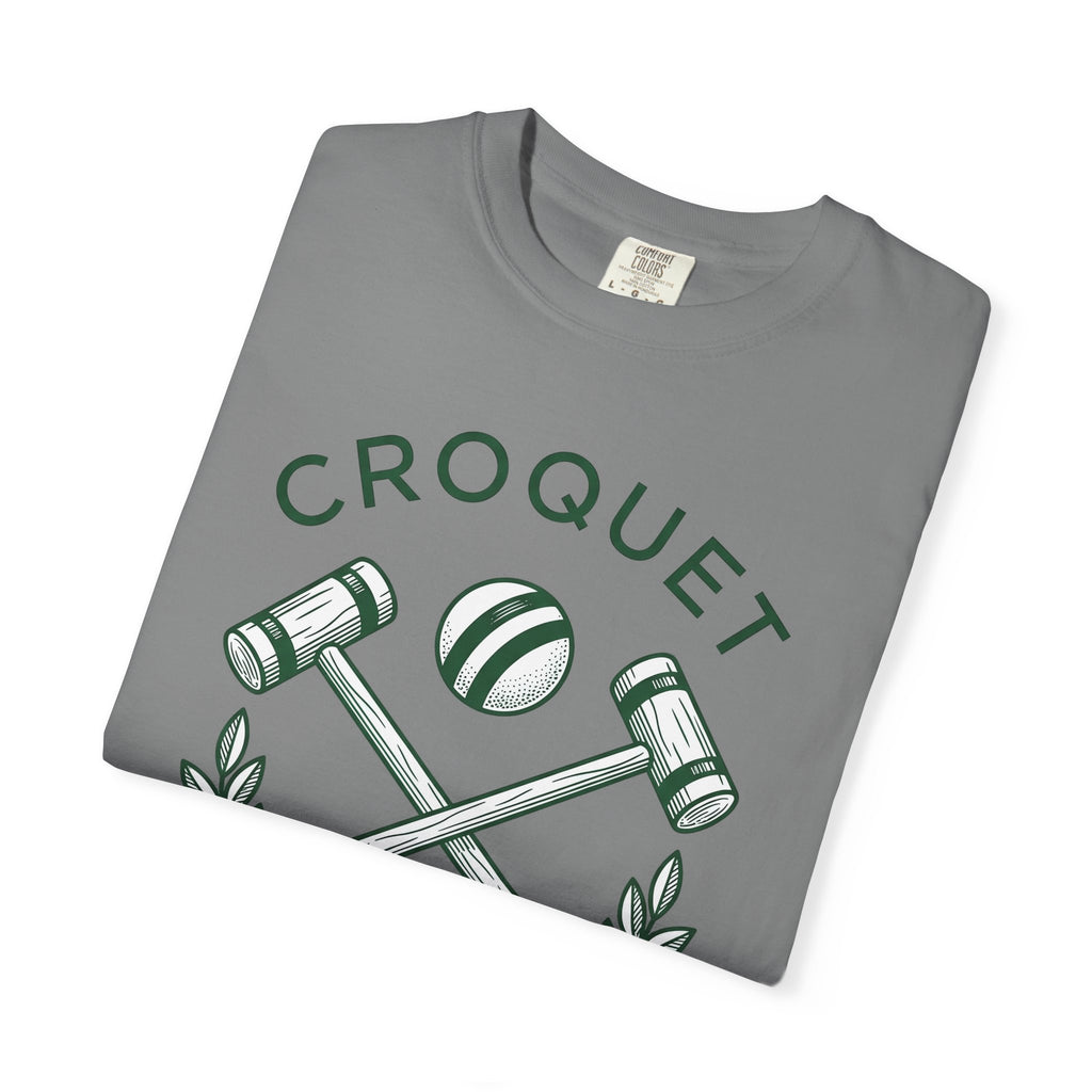 Croquet Mallets T-Shirt Croquet Lawn Gift Women Vintage T-Shirt Mallets T-Shirt Croquet Fan Croquetage T-Shirt Yard Graphic Hand Drawn Laurel