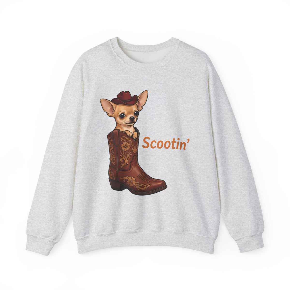 Chihuahua Cowboy Sweatshirt Dog Country Gift Women Hand Drawn Sweatshirt Puppy Sweatshirt Dog Fan Illustrated Sweatshirt Country Graphic Rustic Cowboy Boot