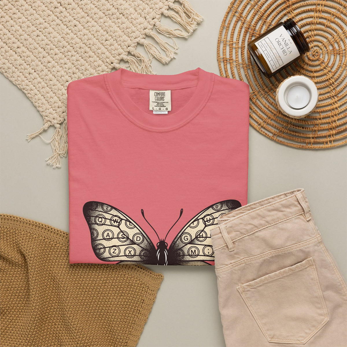 Butterfly Design T-Shirt Moms Environment Gift Women Sketch T-Shirt Butterfly T-Shirt Motherhood Fan Illustration Graphic Cartoon Keyboard Keys