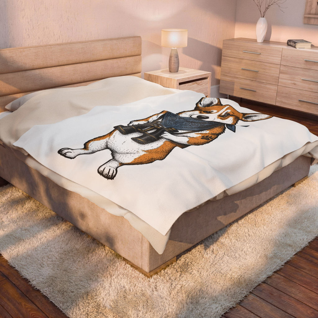 Corgi Puppy Blanket Dog Pets Gift Women Sketch Blanket Puppy Blanket Dog Fan Pup Drawing Pet Graphic Retro Spyglass Blanket