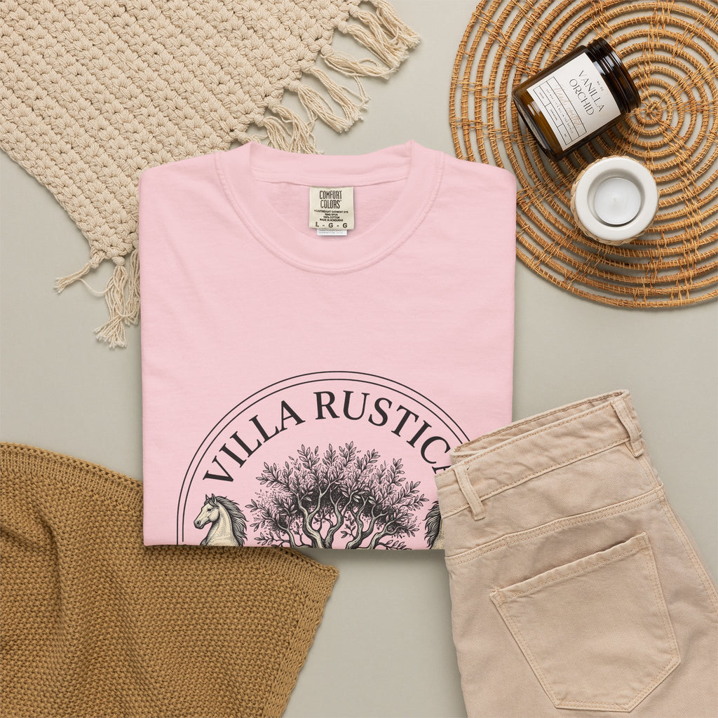 Horse Tree T-Shirt Vineyard Equestrian Gift Women Vintage T-Shirt Equine T-Shirt Winery Enthusiast Retro T-Shirt Horseback Graphic Hand Drawn Olive